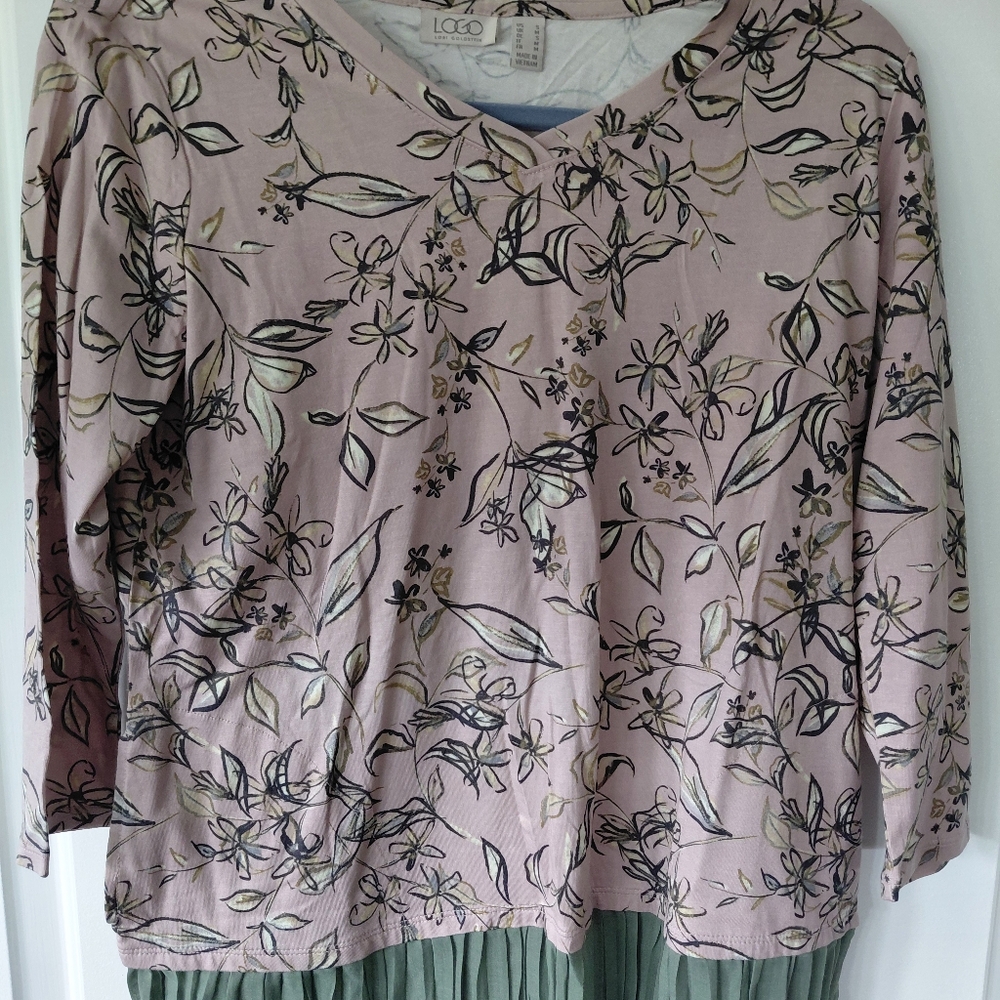 Floral Pink and Green Blouse